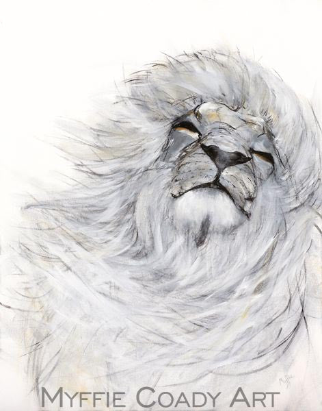 lions, animal art, acrylic and charcoal on canvas - Myffie Coady Australian artist – contemporary art & paintings for interior design & home décor