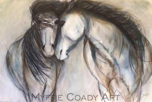 horse painting, animal art, acrylic and charcoal on canvas - Myffie Coady Australian artist – contemporary art & paintings for interior design & home décor
